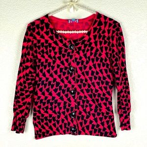 Anthropology Bright Pink and Black Tulip Cardigan